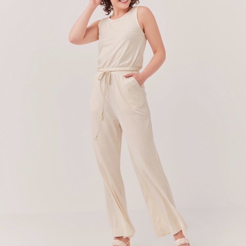 Pact Cream Portside Jumpsuit Size Large
